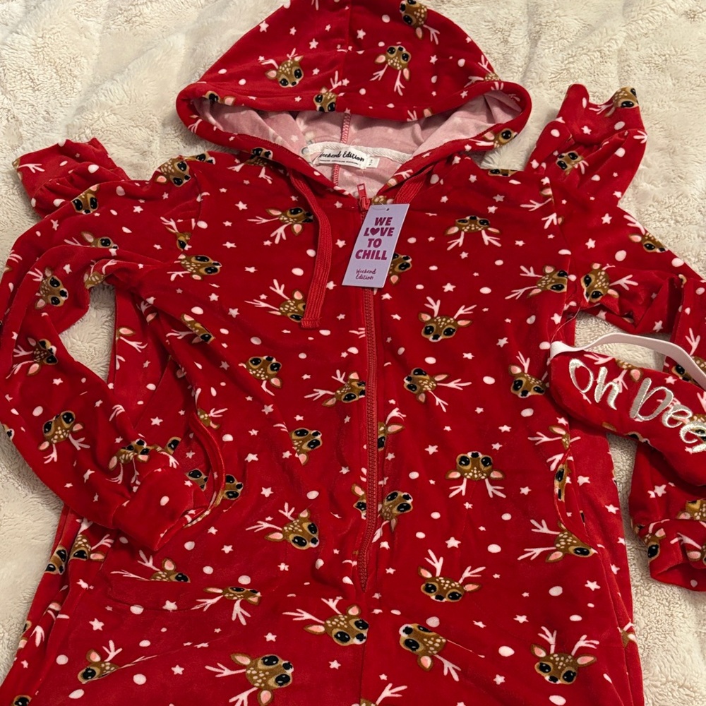 Holiday Reindeer Onesie with Sleep Mask